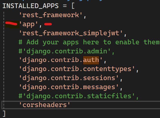 python django installed apps. No changes detected
